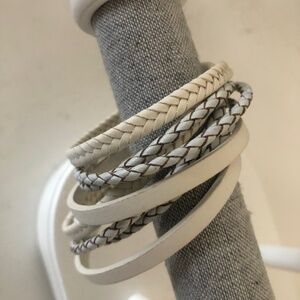 Women’s faux leather cream wrap bracelet magnetic clasp